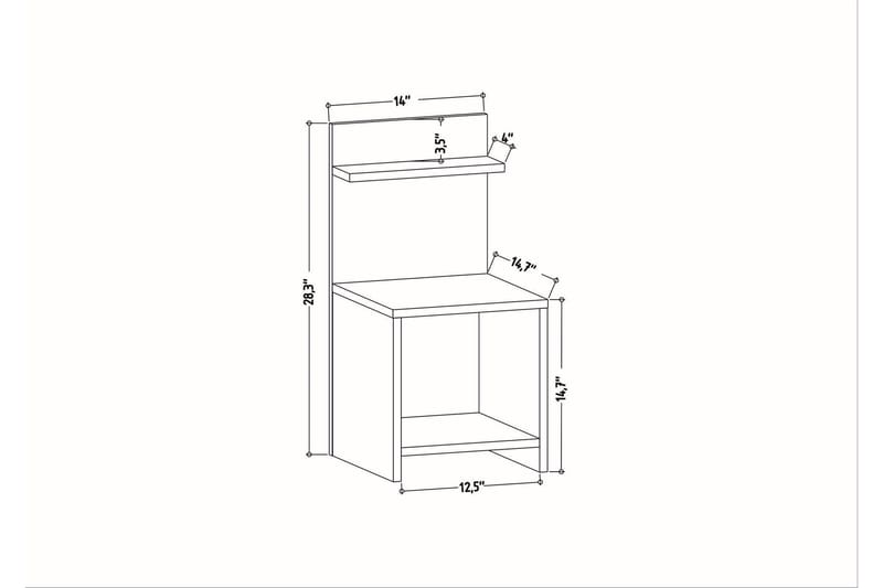 AGATEA Sängbord 35,6x72 cm Antracit - Möbler - Bord