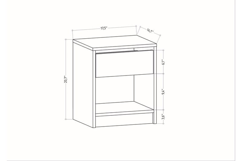 AGATEA Sängbord 44,6x52,8 cm Antracit - Möbler - Bord