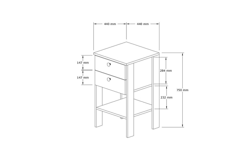 AGATEA Sängbord 44x75 cm Vit - Möbler - Bord