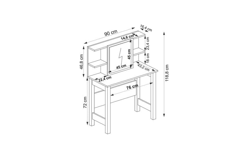 BENAIA Sminkbord 90 cm Antracit - Möbler - Bord