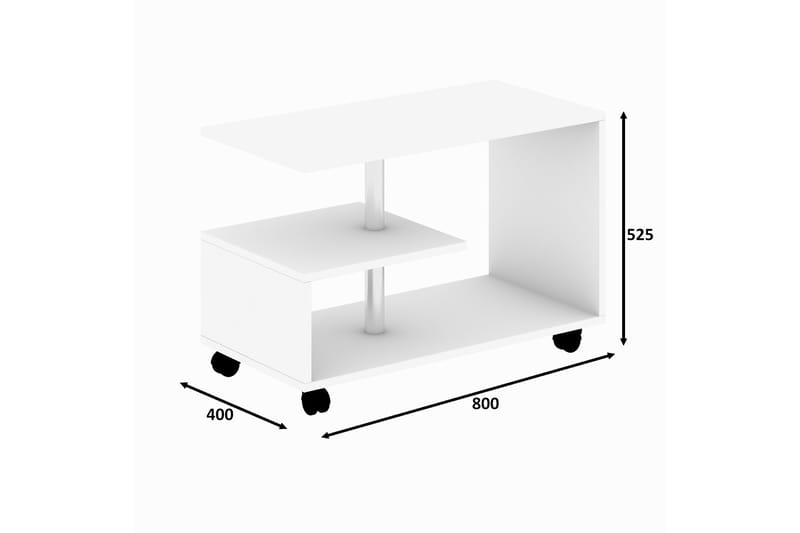 BISTRICA Soffbord 80 cm med Förvaring Hylla på Hjul Natur/Sv - Möbler - Bord