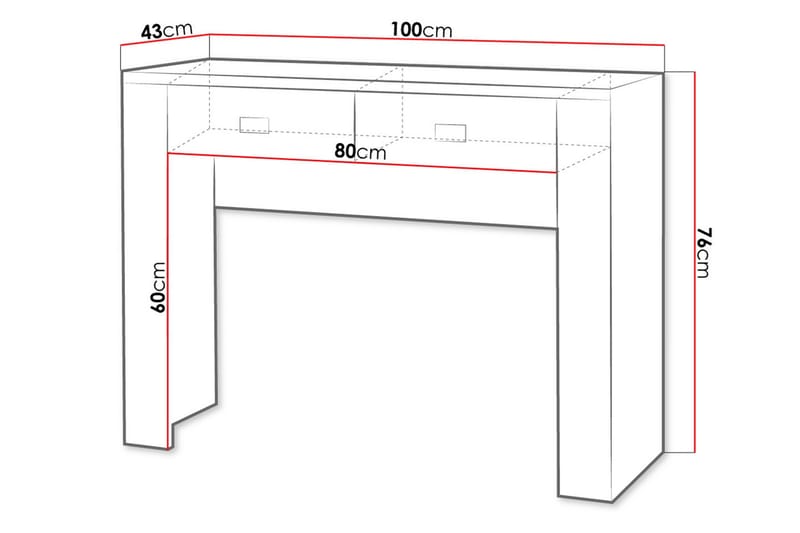 Cezar Sminkbord 100x43x76 cm - Beige/Grå - Möbler - Bord