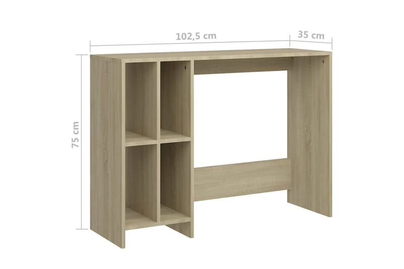 Datorbord sonoma-ek 102,5x35x75 cm spånskiva - Brun - Möbler - Bord