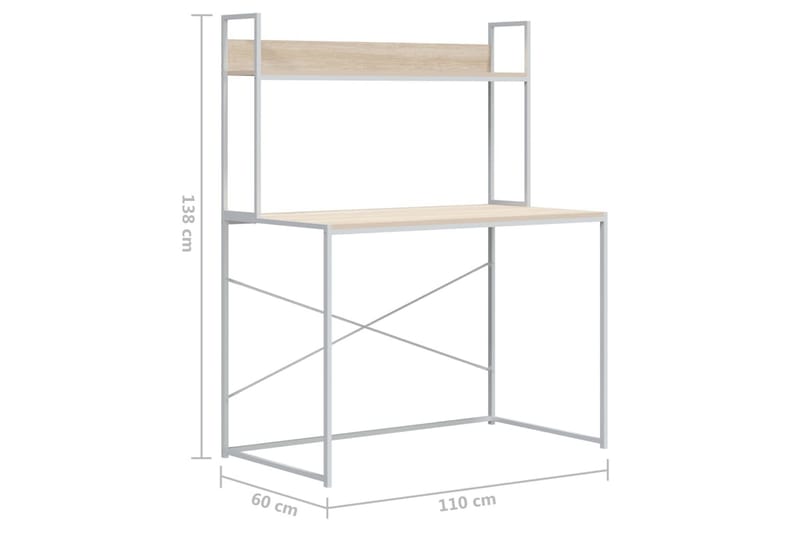 Datorbord vit och ek 110x60x138 cm spånskiva - Brun - Möbler - Bord