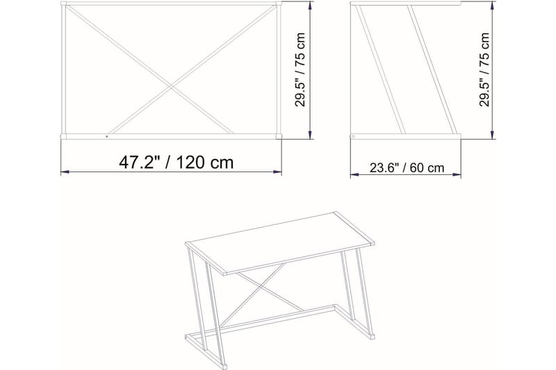 FAMRON Skrivbord 60x75x114 cm Vit - Möbler - Bord