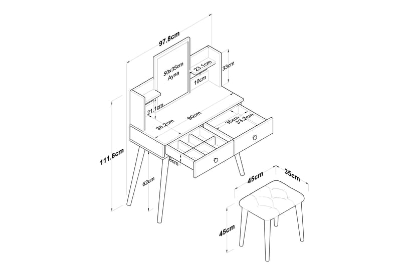 Fyodor Sminkbord 97,8 cm Vit - Möbler - Bord