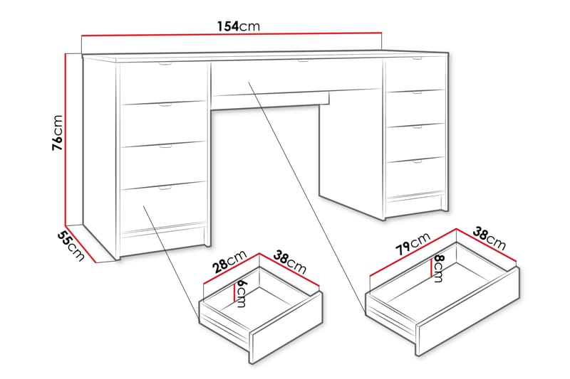 Gudelia Sminkbord 154 cm - Svart - Möbler - Bord