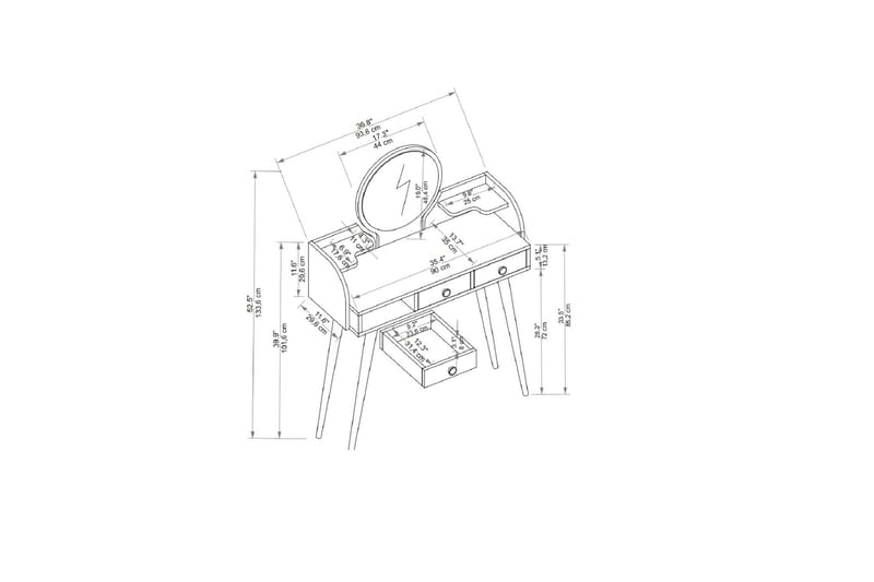 Habiba Sminkbord 93,6 cm Antracit - Möbler - Bord