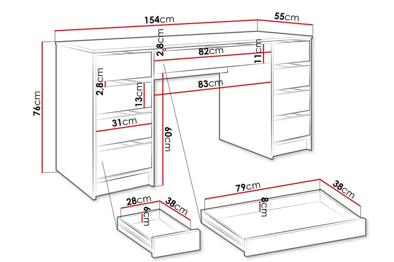 HARRIETTE Sminkbord 154 cm Vit - Möbler - Bord