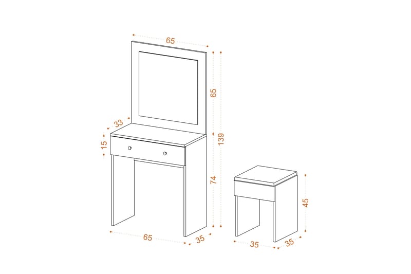 Haywood Sminkbord 65 cm Vit/Guld - Möbler - Bord