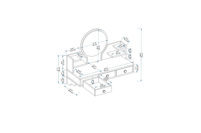 Hines Sminkbord 90 cm Vit - Möbler - Bord