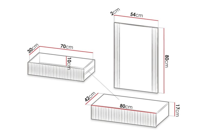 Juniskär svävande sminkbord med vägghängd spegel - 80x42 Ek - Möbler - Bord