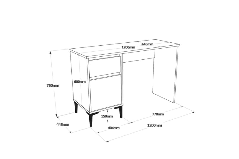 KANIMAR Skrivbord 120x75x120 cm Antracit - Möbler - Bord