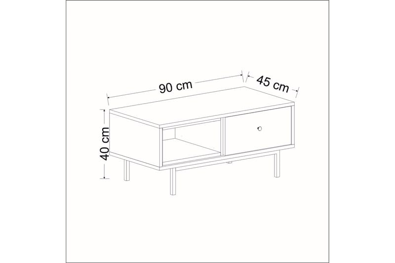 KARAVI Soffbord 90 cm med Förvaring Hylla + Lucka Antracit/S - Möbler - Bord