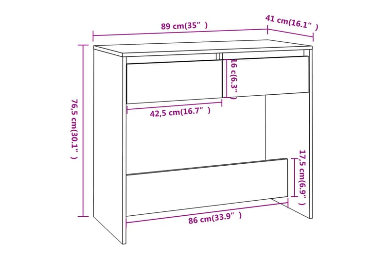 Konsolbord vit 89x41x76,5 cm stål - Vit - Möbler - Bord