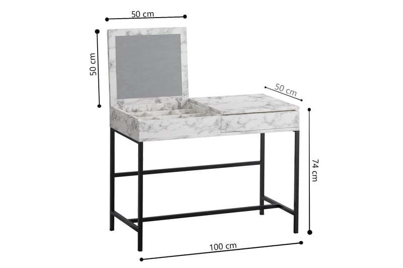 LINDAU Sminkbord 100 cm Vit marmor - Möbler - Bord