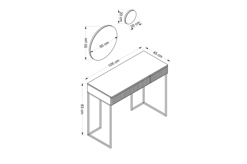 Makyaj Sminkbord 105 cm Antracit - Möbler - Bord