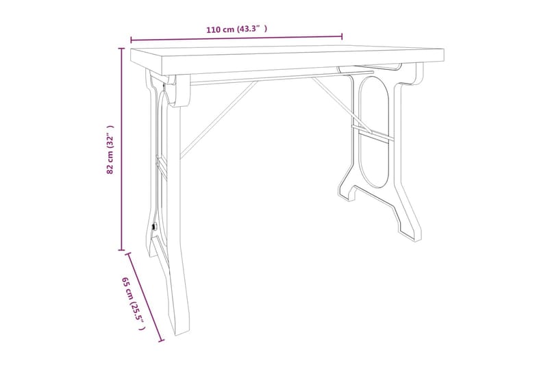 Matbord 110x65x82 cm massivt granträ och järn - Brun - Möbler - Bord