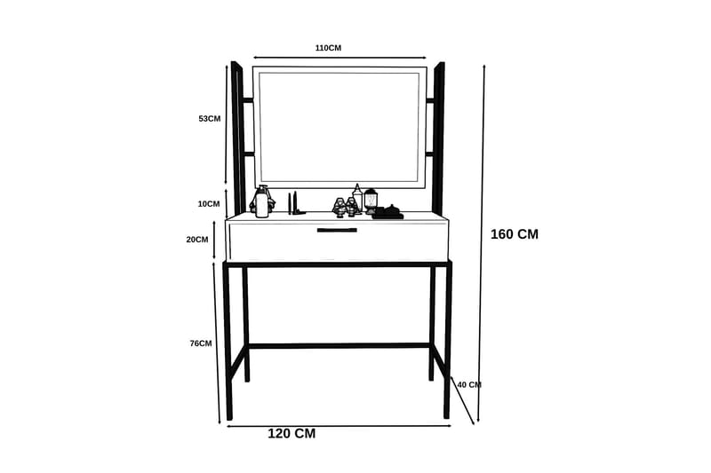 Momodern Sminkbord 120x40 cm - Antracit/Svart - Möbler - Bord