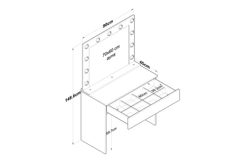 Naomori Sminkbord 90 cm Vit - Möbler - Bord