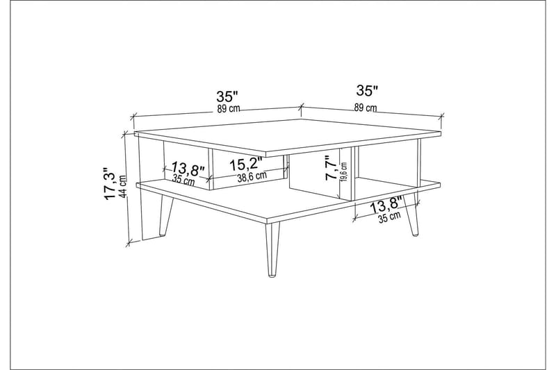 OBURUS Soffbord 89x44x89 cm Ek - Möbler - Bord