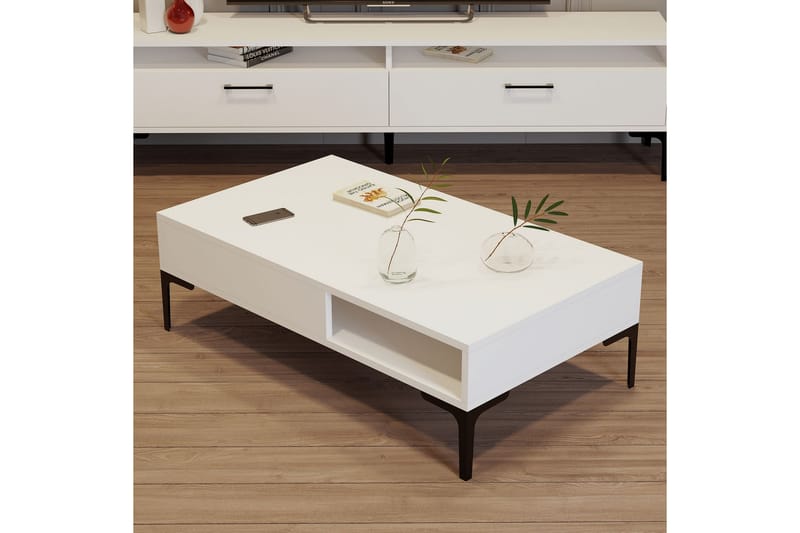 QUEPRIMA Soffbord 105x32,6x105 cm Vit - Möbler - Bord