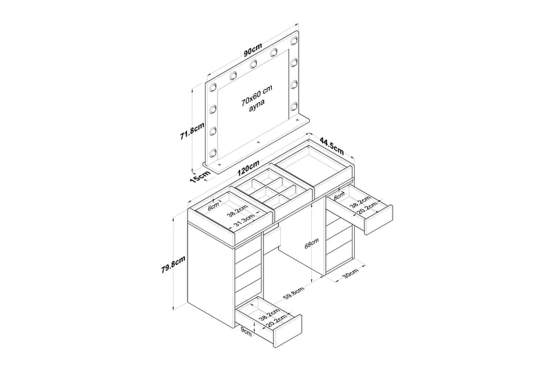 Ramender Sminkbord 120 cm Glass - Möbler - Bord