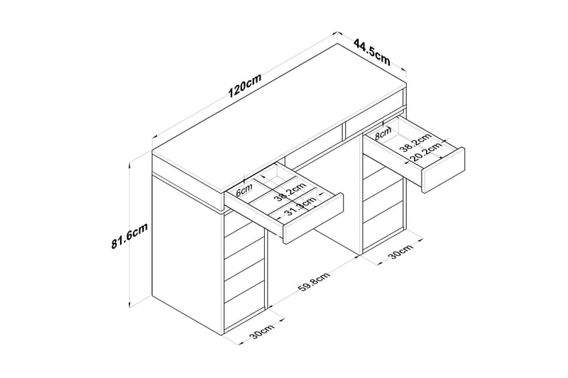 Ramender Sminkbord 120 cm Vit - Möbler - Bord