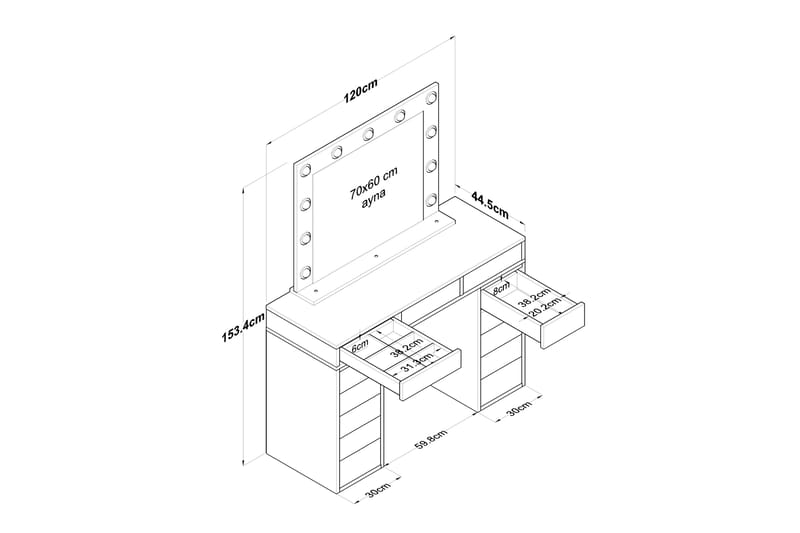 Ramender Sminkbord 120 cm Vit - Möbler - Bord