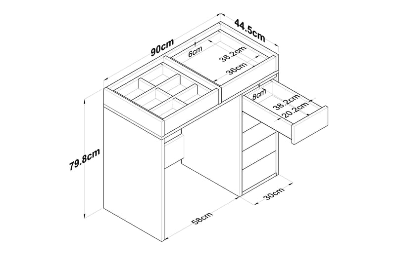 Ramender Sminkbord 90 cm Glass - Möbler - Bord