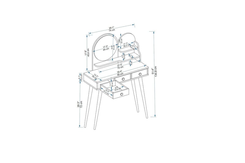 Ruges Sminkbord 74 cm Antracit - Möbler - Bord