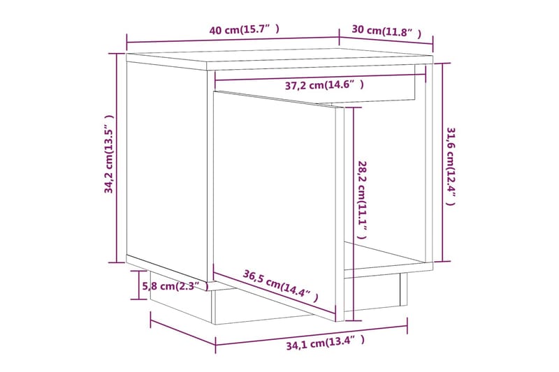 Sängbord 2 st 40x30x40 cm massiv furu - Brun - Möbler - Bord