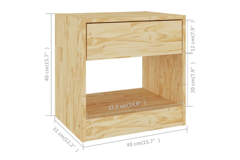 Sängbord 2 st 40x31x40 cm massiv furu - Brun - Möbler - Bord