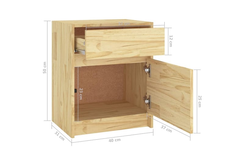 Sängbord 2 st 40x31x50 cm massiv furu - Brun - Möbler - Bord