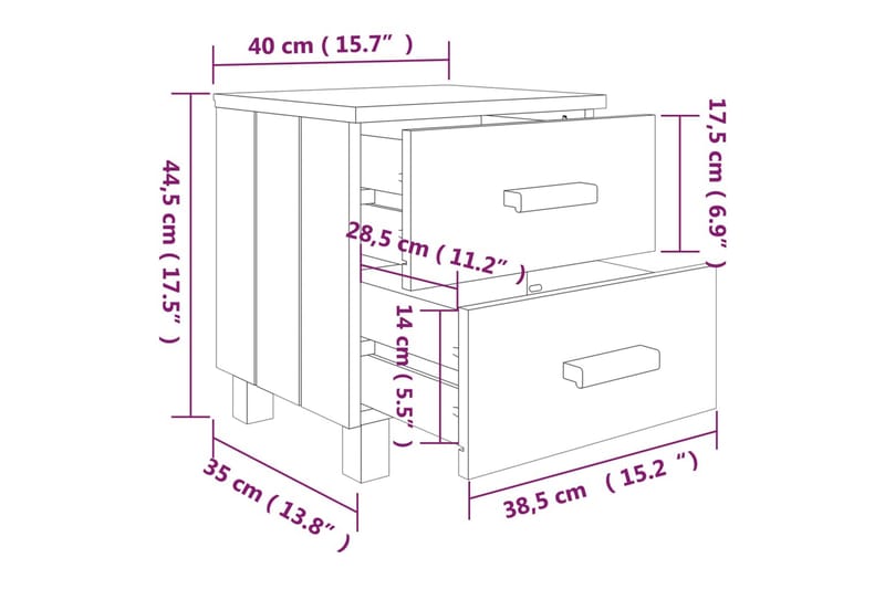 Sängbord 2 st honungsbrun 40x35x44,5 cm massiv furu - Brun - Möbler - Bord