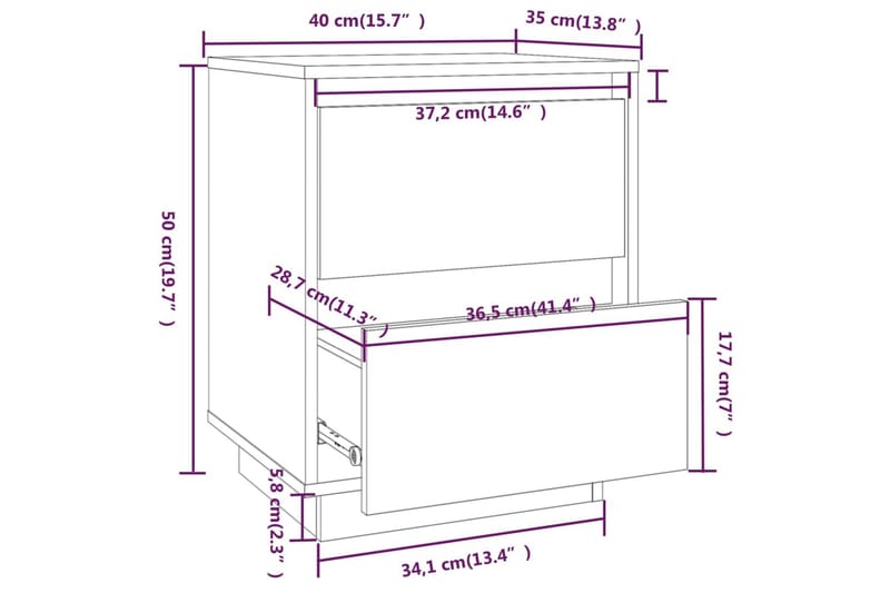 Sängbord 2 st honungsbrun 40x35x50 cm massiv furu - Brun - Möbler - Bord