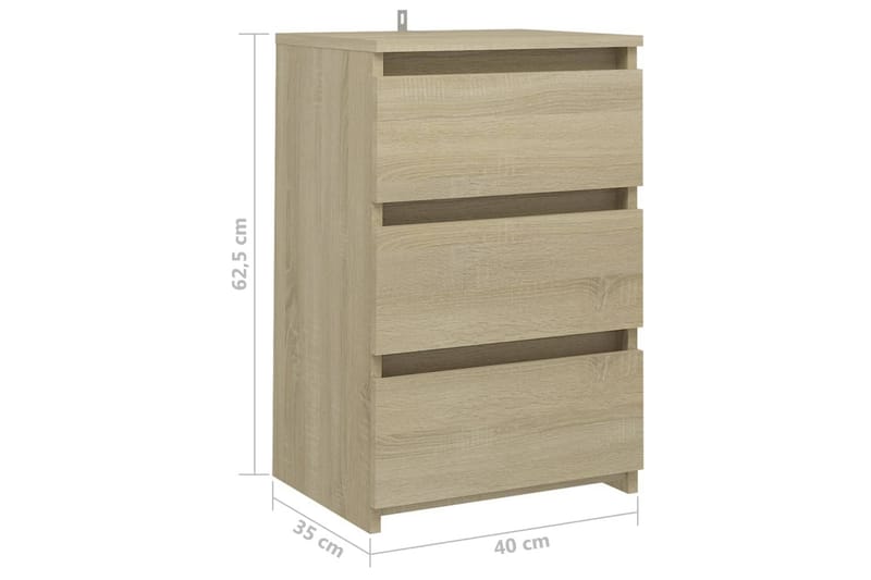 Sängbord 2 st sonoma-ek 40x35x62,5 cm spånskiva - Brun - Möbler - Bord