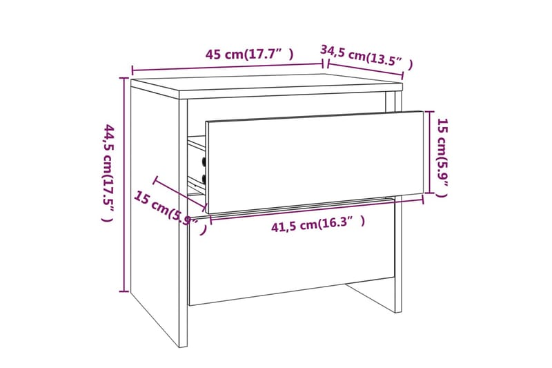 Sängbord 2 st sonoma ek 45x34,5x44,5 cm spånskiva - Brun - Möbler - Bord