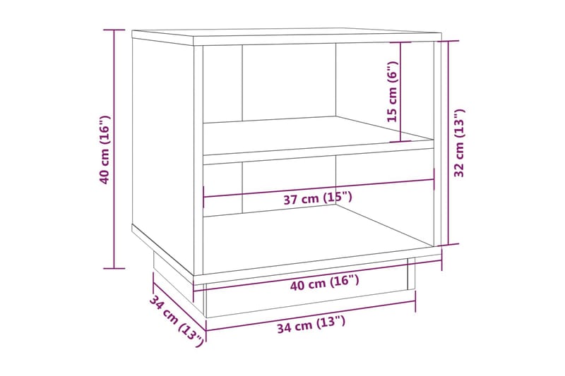 Sängbord 2 st svart 40x34x40 cm massiv furu - Svart - Möbler - Bord