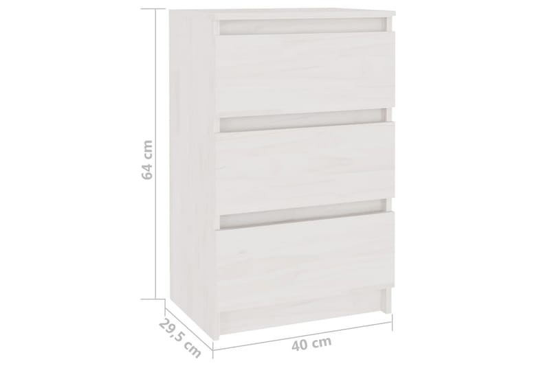 Sängbord 2 st vit 40x29,5x64 cm massiv furu - Vit - Möbler - Bord