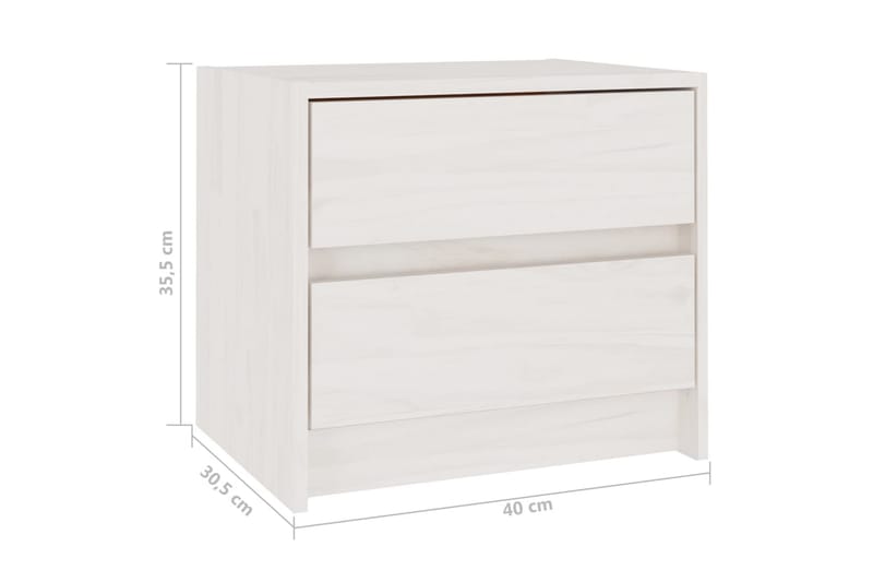 Sängbord 2 st vit 40x30,5x35,5 cm massiv furu - Vit - Möbler - Bord