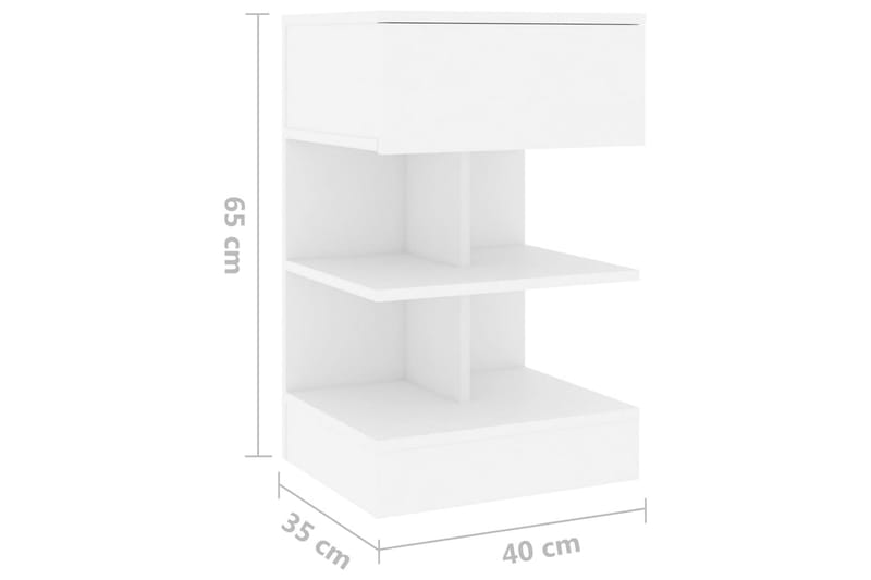 Sängbord 2 st vit 40x35x65 cm spånskiva - Vit - Möbler - Bord