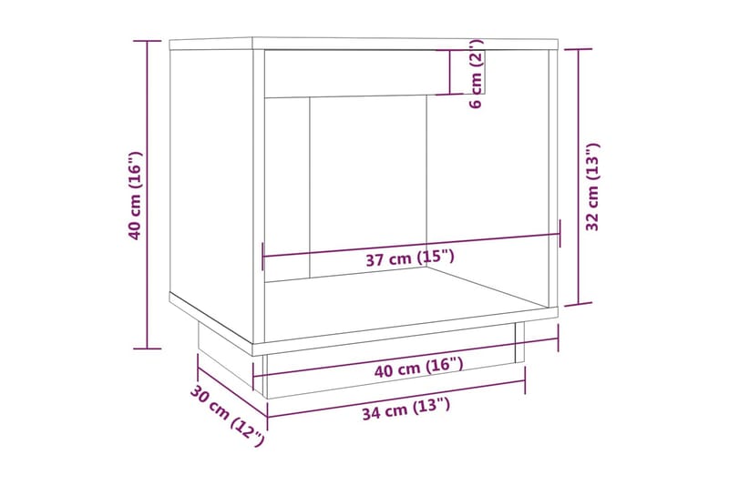 Sängbord honungsbrun 40x30x40 cm massiv furu - Brun - Möbler - Bord