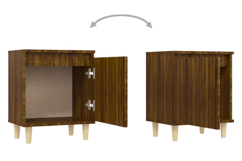 Sängbord med ben i massivt trä 2 st brun ek 40x30x50 cm - Brun - Sängbord - Bord