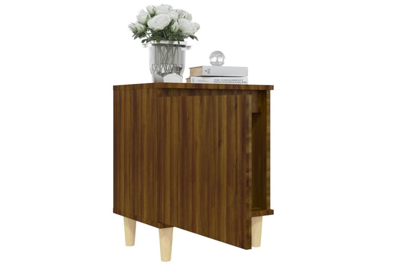 Sängbord med ben i massivt trä 2 st brun ek 40x30x50 cm - Brun - Sängbord - Bord