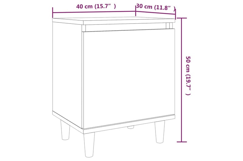 Sängbord med ben i massivt trä 2 st rökfärgad ek 40x30x50 cm - Brun - Möbler - Bord