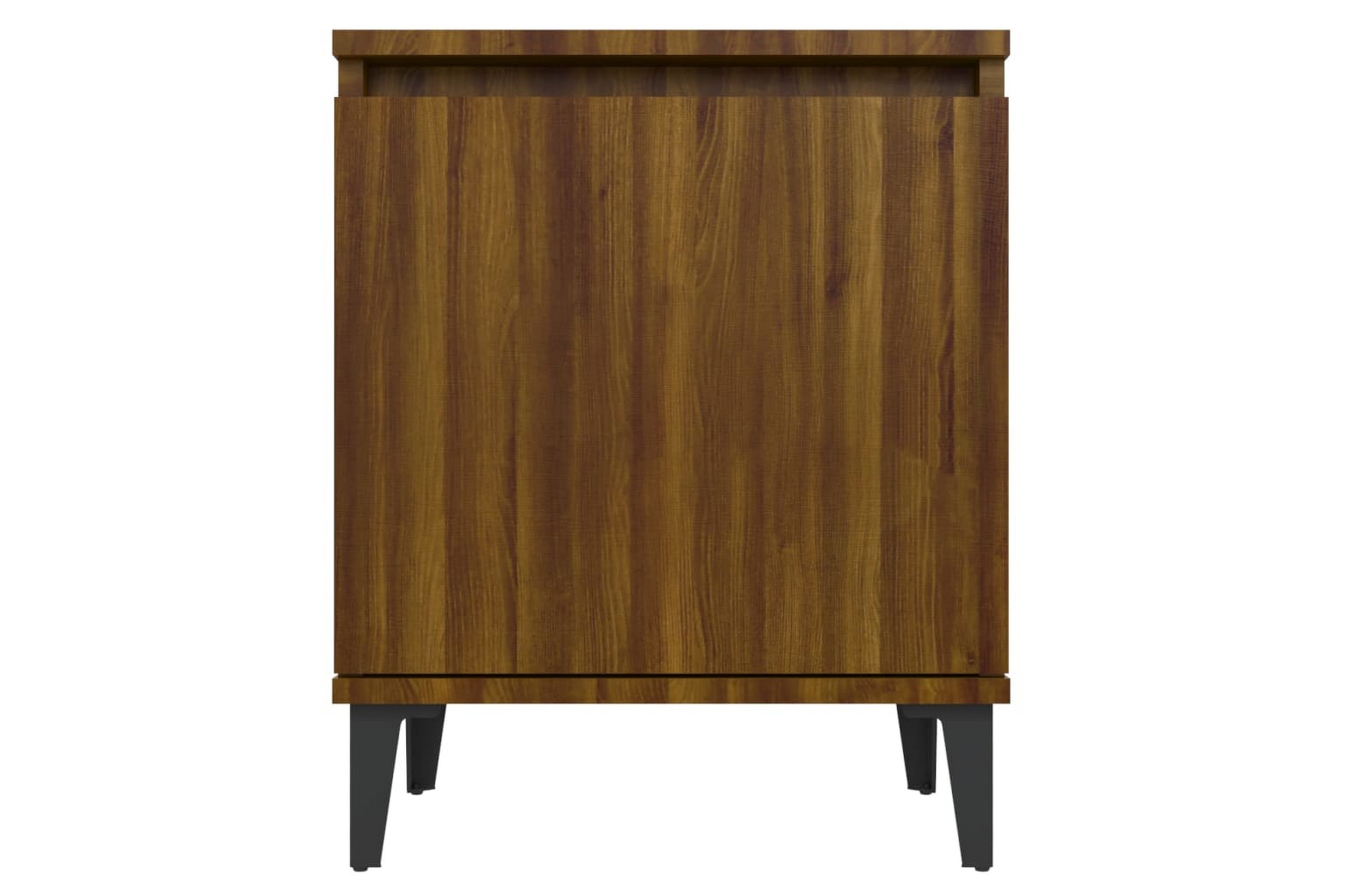 Sängbord med metallben 2 st brun ek 40x30x50 cm – Brun
