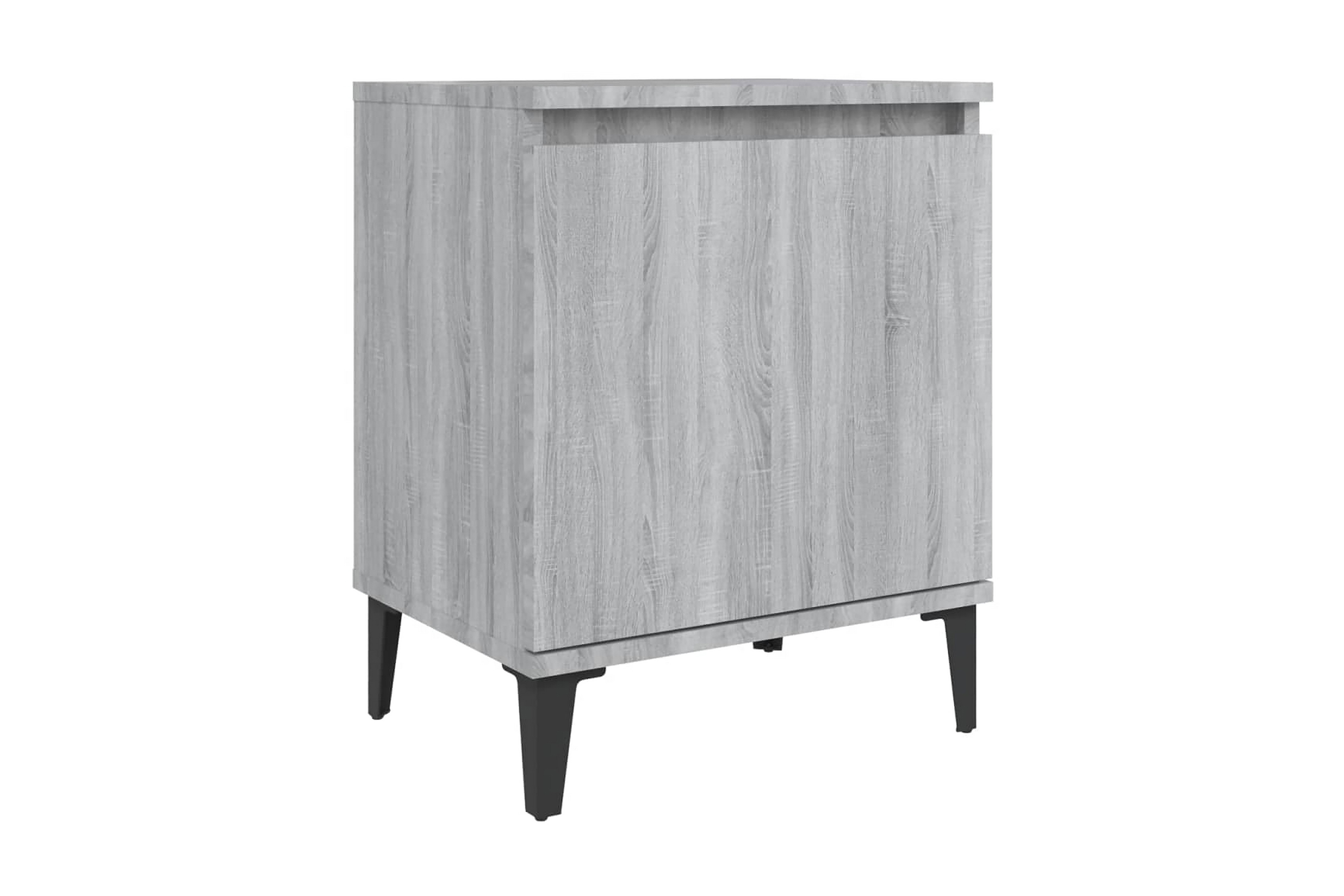 Sängbord med metallben 2 st grå sonoma 40x30x50 cm – Grå