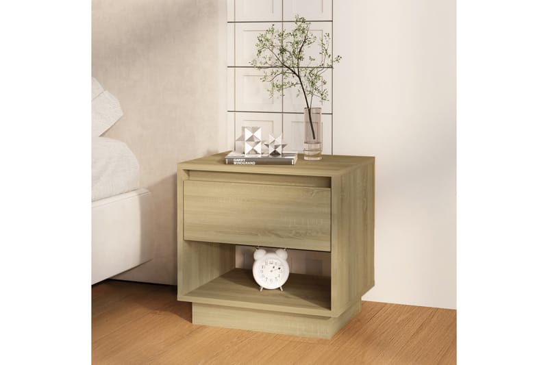 Sängbord sonoma-ek 45x34x44 cm spånskiva - Beige - Möbler - Bord