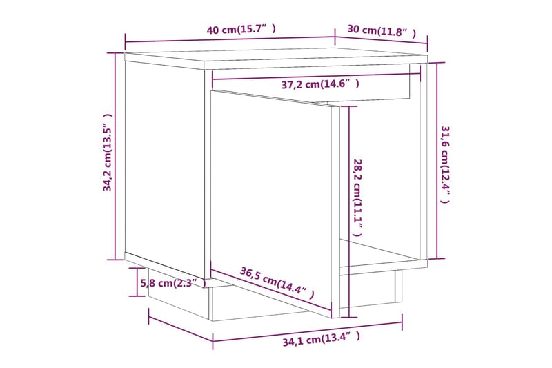 Sängbord svart 40x30x40 cm massiv furu - Svart - Möbler - Bord